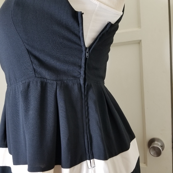 YA LOS ANGELES black tan stripe sleeveless open back fit and flare dress L - Picture 4 of 9
